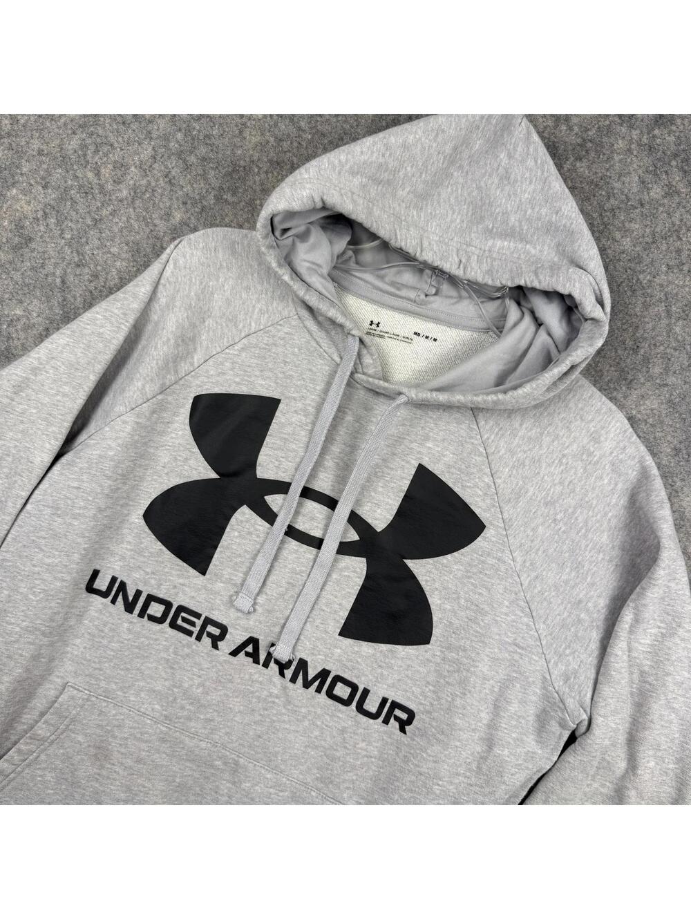 Under Armour Men’s Loose Hoodie Heather Gray Black Size Medium 026